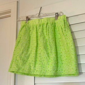 JCrew Lace Neon Green Mini Skirt - Size Small